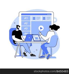 Workspace isolated cartoon vector illustrations. Group of diverse people using laptops and common workspace, virtual classrooms, data visualizations, online training vector cartoon.. Workspace isolated cartoon vector illustrations.