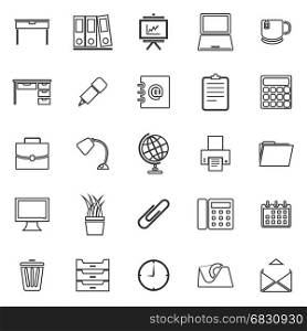 Workspace line icons on white background, stock vector