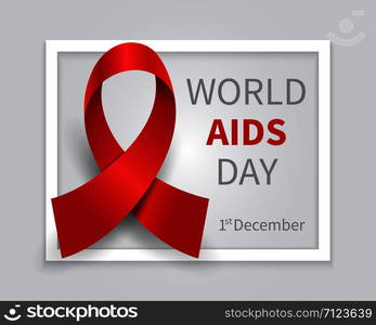 World aids day background. Hiv day red ribbon vector medicine backdrop. 1st december day world aids illustration banner. World aids day background. Hiv day red ribbon vector medicine backdrop