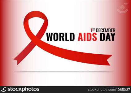 World Aids Day concept. Aids Awareness Red Ribbon. Vector Illustration