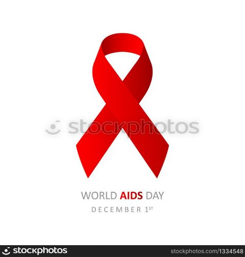 World AIDS Day December 1st. Banner with red ribbon and text World Aids Day on white background. Vector illustration EPS 10