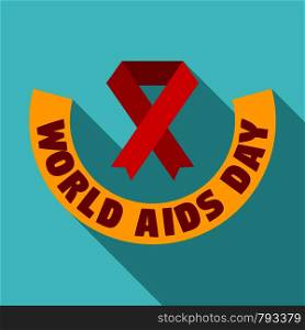 World aids day logo set. Flat set of world aids day vector logo for web design. World aids day logo set, flat style