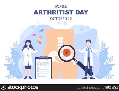 World arthritis day Background Which is Celebrated on October 12. Medical Treat Rheumatism, Osteoarthritis, X Ray Scan and Bone Health for Poster Vector Illustration