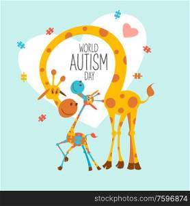 World autism day. Vector illustration in cartoon style.