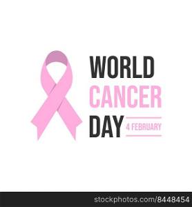 World awareness ribbon of cancer. Preventive health care vector banner. Illustration of c&aign day of cancer world, prevention health