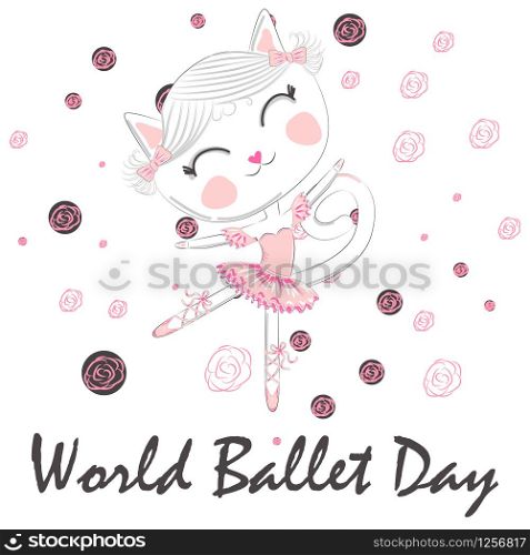 World Ballet Day, October. Young girl performing ballet dance conceptual illustration. World Ballet Day, October. Young girl performing ballet dance conceptual