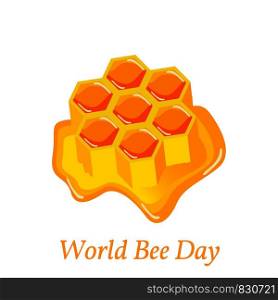World Bee Day. Concept ecological event. 20 May. Honeycomb with honey, bright drawing. World Bee Day. Concept ecological event. Honeycomb with honey, bright drawing