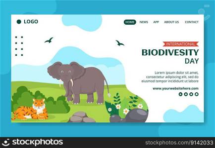 World Biodiversity Day Social Media Landing Page Flat Cartoon Hand Drawn Template Illustration