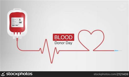 World blood donor day, Blood donation concept background, Blood bag, vector illustration