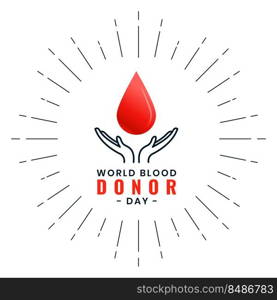 world blood donor day poster with hand saving the drop of blood