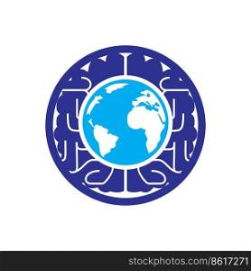 World brain vector logo template. Smart world logo symbol design.	