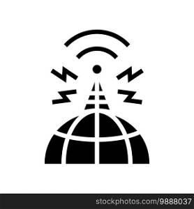 world broadcasting news antenna glyph icon vector. world broadcasting news antenna sign. isolated contour symbol black illustration. world broadcasting news antenna glyph icon vector illustration