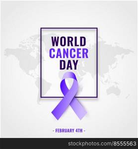 world cancer day awareness banner with realistic ribbon