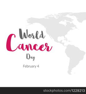 World cancer day. February 4. World cancer day design background with pink Calligraphy Poster Design. Vector Illustration.
