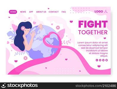 World Cancer Day Landing Page Template Flat Design Health care Illustration Editable of Square Background for Social media, Greetings Card or Web Ads
