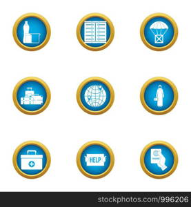 World care icons set. Flat set of 9 world care vector icons for web isolated on white background. World care icons set, flat style