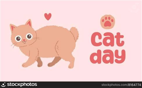World Cat Day concept. Cat day in Russia. Holiday concept. Template for background, Web banner, card, poster