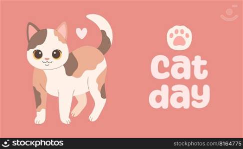 World Cat Day concept. Cat day in Russia. Holiday concept. Template for background, Web banner, card, poster