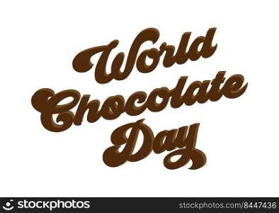 World Chocolate Day Calligraphic Text Illustration Colored With Brown Chocolate Color, Isolated On White Background