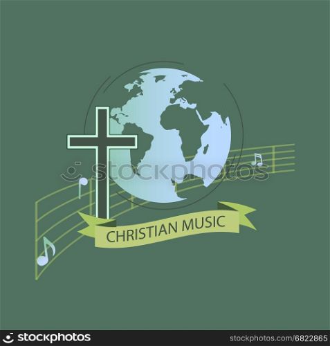 World christian music. The logo for the world of Christian music. Characters with religious orientation.