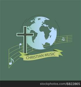 World christian music. The logo for the world of Christian music. Characters with religious orientation.