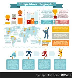 World competition winners statistic of places and countries infographic elements of sporting contest vector illustration. Competition statistic inographics