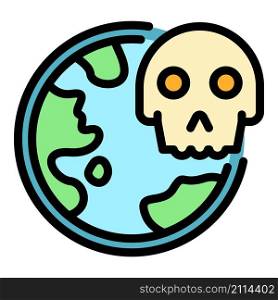World coronavirus death icon. Outline world coronavirus death vector icon color flat isolated. World coronavirus death icon color outline vector