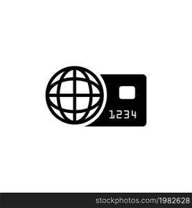 World Credit Card. Flat Vector Icon illustration. Simple black symbol on white background. World Credit Card sign design template for web and mobile UI element. World Credit Card Flat Vector Icon