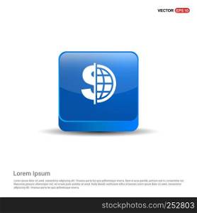 World Currency Icon - 3d Blue Button.