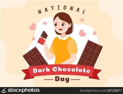 World Dark Chocolate Day On February 1st for the Health and Happiness That Choco Brings in Flat Style Cartoon Hand Drawn Templates Illustration