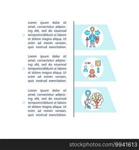 World design for video games concept icon with text. Backstory, setting, theme development. PPT page vector template. Brochure, magazine, booklet design element with linear illustrations. World design for video games concept icon with text