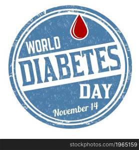 World diabetes day grunge rubber stamp on white background, vector illustration