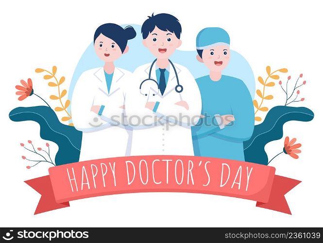 World Doctors Day Vector Illustration for Greeting Card, Poster or Background with Doctor, Stethoscope and Medical Equipment Image