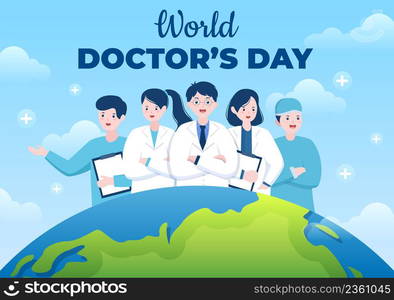 World Doctors Day Vector Illustration for Greeting Card, Poster or Background with Doctor, Stethoscope and Medical Equipment Image