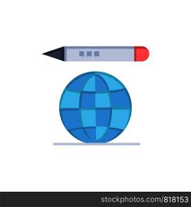 World, Education Globe, Pencil Flat Color Icon. Vector icon banner Template
