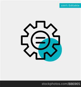 World, Education, Setting, Gear turquoise highlight circle point Vector icon
