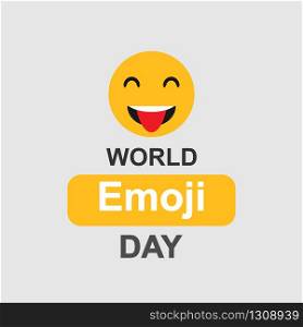World Emoji Day. Emoji showing tongue with text. Vector illustration. EPS 10