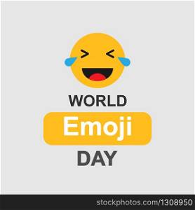 World Emoji Day. Laughing emoji with text. Vector illustration. EPS 10