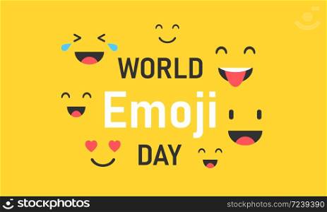 World Emoji Day template on yellow background. Vector EPS 10. World Emoji Day template on yellow background Vector EPS 10