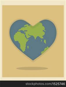 World Environment Day and Earth Day, planet in the shape of a heart poster, postcard. Protecting nature ecology concept. Vector illustration.. World Environment Day and Earth Day, planet in the shape of a heart poster, postcard. Protecting nature ecology concept. Vector illustration