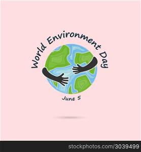 World Environment day concept vector logo design template.June 5. World Environment day concept vector logo design template.June 5st World Environment day concept.World Environment day Awareness Idea Campaign.Vector illustration.