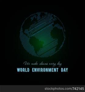 World environment day, earth globe on green background