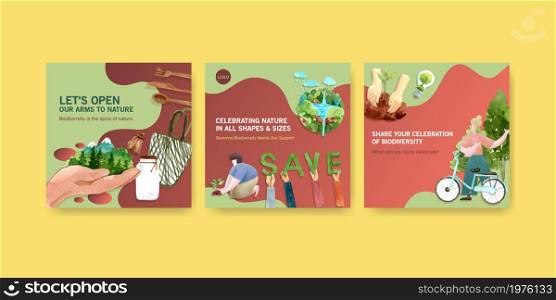 World Environment Day.Save Earth Planet World Concept for advertising template watercolor vector