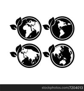 World environmental, saving log or ecology on all planet set icon in black on an isolated white background. EPS 10 vector. World environmental, saving log or ecology on all planet set icon in black on an isolated white background. EPS 10 vector.