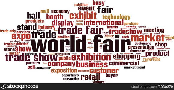 World fair word cloud concept. Vector illustration