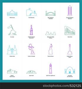 World Famous landmarks and monuments design with white background vector