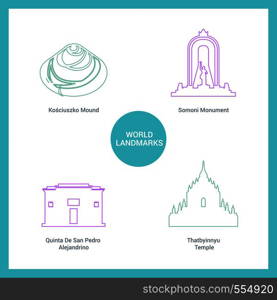 World Famous landmarks and monuments design with white background vector