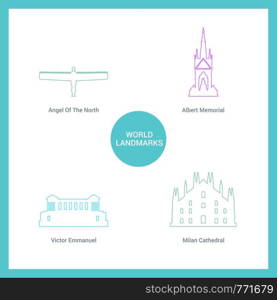 World Famous landmarks and monuments design with white background vector