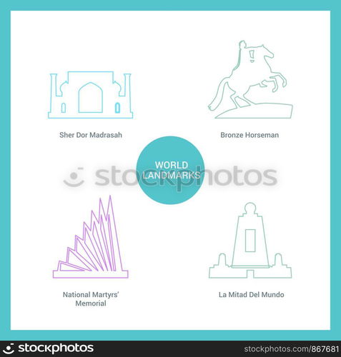 World Famous landmarks and monuments design with white background vector