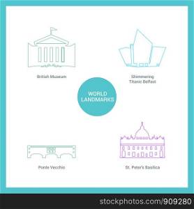 World Famous landmarks and monuments design with white background vector